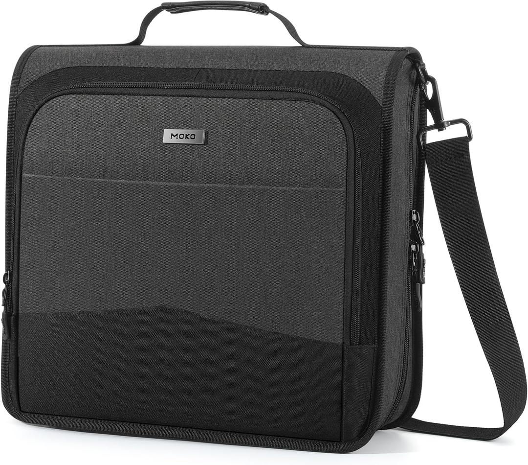 MoKo Zipper Binder with Multi-Pocket, 3 Inch 3 Ring Zipper Binder, 600 Sheet Capacity 6 Tab Expanding File Folder Multi-Pocket Zip Up Binders with Shoulder Strap & Handle for Middle School, Black