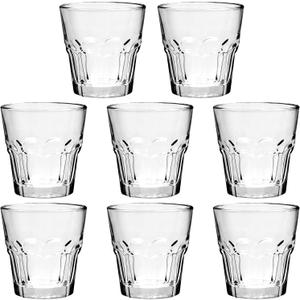 Rock Bar Stackable Beverage Glasses  Set Of 8 Dishwasher Safe Drinking Glasses For Soda, Juice, Milk, Coke, Beer, Spirits 4.5oz Durable Tempered Glass Water Tumblers