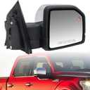 FL3Z17682PB Right Side Power Mirror 18+4 Pin Chrome w/Memory Compatible with 2015-2018 Ford F-150; Folding/Turn Signal/Ground Light/Width Light/Blind Spot/Camera; Replaces FL3Z17682PA, FD188CR-S