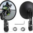 DREAMIZER Motorcycle Mirrors for Handlebars,Universal Black CNC 4" Round Motorcycle Bar End Mirrors for 22 and 25mm Handlebar Compatible with Most Motorcycles Honda Grom Scooters etc.