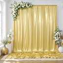 gogoparti 10x10FT Gold Sequin Backdrop Curtain - 2 Panels of 5x10FT Wrinkle-Free Glitter Drapes for Photography, Birthdays, Weddings & Graduations