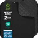 SPRING SEAON Waterproof Chair Pads for Adults & Elder, 22" x 21" Washable Reusable Incontinence Pads, Non-Slip Wheelchair Seat Cover for Bed, Car, Recliner & Protecting Patient Dignity (Black, 2 Pack)
