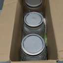 64 oz Glass Mason Jars Wide Mouth with Airtight Lids & Bands, 3 Pack with Sunflower Design, Large Half Gallon Mason Jars For Pantry, Canning, Fermenting & Pickling or Storing (Clear02)