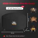 Zettum Fire Pit Cover Round 36 Inch - Outdoor Firepit Cover Heavy Duty & Waterproof, 600D Patio Fire Table Cover Gas Fire Pit Accessories Fade & Weather Resistant - 36 x 36 x 20 Inch