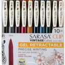 Zebra Pen Sarasa Clip Retractable Gel Pen, 0.5mm Fine Point, Light and Dark Assorted Colors, Ideal for Teacher Gifts, School Supplies and Office Supplies, 10-Pack (47510) (Neutral Vintage C)