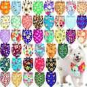 Sadnyy 40 Pcs Summer Spring Dog Bandanas Bulk Flower Hawaiian Triangle Reversible Bandanas for Large Dog Adjustable Pet Kerchief Scarf Washable Cat Scarf for Summer Holiday Pets (XL)