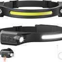 AlpsWolf LED Headlamp Rechargeable, 2 XPE LED and COB LED Head Lamp, Motion Sensor, 260 Wide Beam, IPX4 Waterproof, Rechargeable Headlight for Camping Accessories (2 Pack)