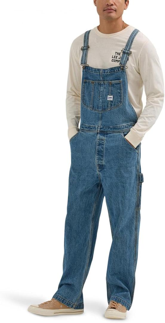 Lee Mens Workwear Bib Overall (Small, Mid Wash)