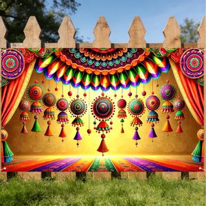 Nuxovilar Carnival Colorful Ornament Banner 71"x43 Polyester