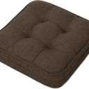 GOFORIT Chair Cushions,Tufted Shredded Memory Foam Chair Pads, Non-Slip Seat Cushions with Removable Cover,16'' x 16'', Brown