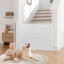 Retractable Baby Gates Extra Wide | 54" Wide x 34" Tall Dog Gates for Stairs | Indoor/Outdoor Use | Child Gates for Doorways, Deck, Porch, Hallways, Patio - White