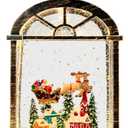 Christmas Snow Globe Lantern, Vintage Window-Style Water Lantern with Music, Glitter Swirl & 6H Timer, Santa Sleigh Scene, USB or Battery Powered Holiday Dcor