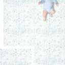 Extra Large Baby Play Mat - 4FT x 6FT Non-Toxic Foam Puzzle Floor Mat for Kids & Toddlers (Persia Handmade Pattern, Blue and White)