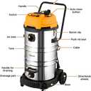 Hoteche 20 Gallon Wet Dry Vacuum Cleaner, Industrial Shop Vac with 5-Piece Accessories, Dual-Motor, Metal Tank, for Garage, Workshop, Basement Flood Cleanup