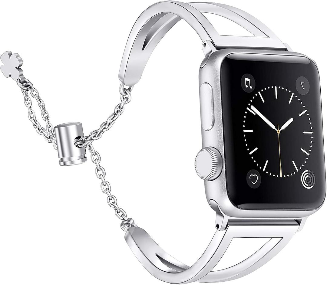 Secbolt Stainless Steel Bands Compatible with Apple Watch Band 38mm 40mm 41mm 42mm 44mm 45mm 46mm 49mm iWatch Series 11/10/9/Ultra/SE/8/7/6/5/4/3/2/1, Dressy Metal Bangle Bracelet Women