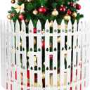 24" Extra Tall Fence for Christmas Tree,24PCS White Picket Fence Baby Gate Barrier with Snowflakes & Tree Patterns Christmas Tree Gate for Pets & Kids(24" H x 5" W Each)