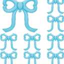 Leorate 10 Pcs Blue Bow Balloons - Bow Theme Decorations for Girls Birthday, Bridal Shower, Baby Shower, Engagement, Bachelorette Party Supplies, Party Decoration