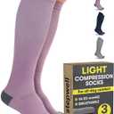 STEPWELL Light Compression Socks for Women & Men - 3 Pairs | 8-15 Breathable Compression Socks for Flying, Exercise, Support,LArge