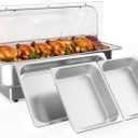 Chafing Dish Electric Buffet Set,9 QT Stainless Steel Food Servers and Warmers with 1 Full-Size Pan & 2 Half-Size Pan for Wedding and Parties