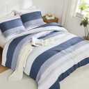 Litanika Dark Grey Comforter Set Oversized King - 3 Pieces Lightweight Dark Grey Colorblock Stripe Fluffy Bedding Comforter Sets, All Season Bed Set