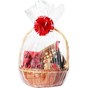 PureGuard 10 PCS Clear Cellophane Bags, Large Plastic Cellophane Gift Bags 24x30 Inch Cellophane Wrap for Gift Baskets with Twist Ties for Wedding Birthday Christmas Party Favor