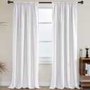 H.VERSAILTEX 100% Blackout Curtains for Bedroom Thermal Insulated Rod Pocket Curtain Panels 96 Inches Long Full Light Blocking Living Room Curtains with White Liner, 2 Panels, White