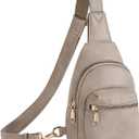 CLUCI Small Sling Bag for Women, Leather Crossbody Fanny Packs Trendy, Women's Chest Bag (B-5 Grey)