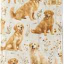 Golden Retriever Flannel Blanket - Lightweight Soft Cozy Gifts Blankets for Dog Lovers, Kids, Women,Cute Floral Art Style Throw,Elegant Home Room Modern Retro Decor 60x80in
