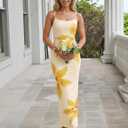 ZESICA Womens Summer Spaghetti Strap Bodycon Beach Vacation Maxi Dresses (Yellow, L)