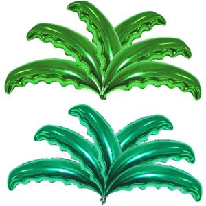 12 Pieces Large Palm Tree Leaves Balloons, Green Foil Mylar Coconut Tree Leaves Balloons for Birthday Baby Shower Decorations Hawaiian Luau Aloha Tropical Summer Beach Party Supplies