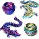 Easter 3D Printed Dragon Egg, Crystal Dragon Eggs with Dragon Inside, Fidget Toys for Adult, Full Articulated Dragon Egg Surprise Gifts for Home Office Desk Decoration