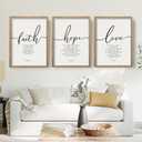 Houmury Set of 3 Framed Farmhouse Bible Verses Wall Decor Sign 11x14 Christian Faith Scripture Wall Art for Home Living Room Bedroom Wall Decor (11"x14" Brown)