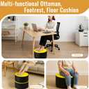 Round PU Leather Ottoman Foot Rest, Foam-Filled Pouf for Sofa and Living Room, Zippered Cover with Removable Foam Insert for Easy-Clean Care, 15.5" D x 8" H