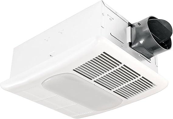 Delta Breez Bathroom Exhaust Fan with Light, Heater & Thermostat, Radiance, 80 CFM, White