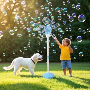 Palksky Bubble Machine with Lights for Outdoor, Automatic Bubbles Blower Maker for Kids Toddlers, Height 47 Inches Battery Bubbles Blower Machine for Wedding Birthday Party