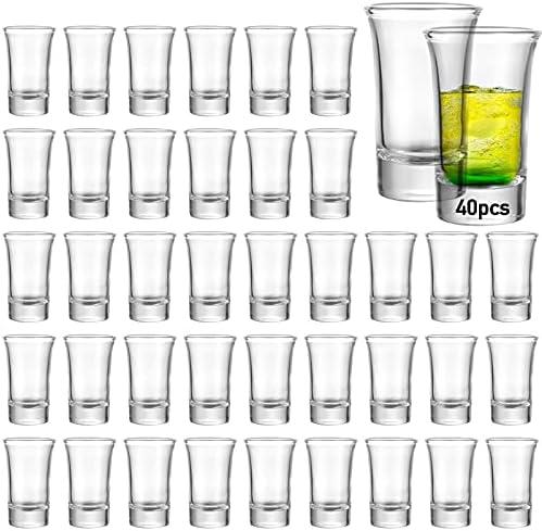 Aoeoe 40 Pack Shot Glass Bulk Set with Heavy Base, 1.5 Ounce Whiskey Shot Glasses, Clear Shot Glasses Set, Round Shot Glass Bulk, Small Shot Cups for Vodka, Whiskey, Tequila, Espresso, Liquor