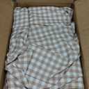 Andency Gingham Duvet Cover King Size, Tan Brown Checkered Plaid Bedding Set, 3 Pieces Soft Prewashed Polyester Comforter Cover with Zipper Closure & Corner Ties