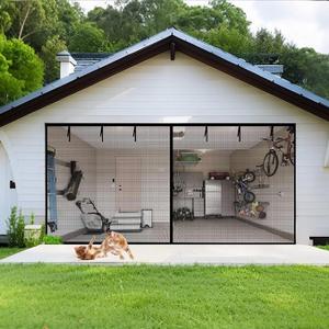 Magnetic Screen Door 16x7Ft 8x7Ft 9x7Ft 10x7Ft 10x8Ft Heavy Duty Screen Door Mesh Net Closure with Automatic Block Closure Hands Free Entry for Car Garage Patio(10 * 7FT)