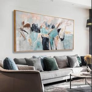 Dimpaga Abstract Wall Art Framed Ready To Hang Home Decor Artwork Wall Art Colorful Fantasy Graffiti Prints Canvas Painting For Living Room Bedroom Office Apartment Decoration 24"X48"