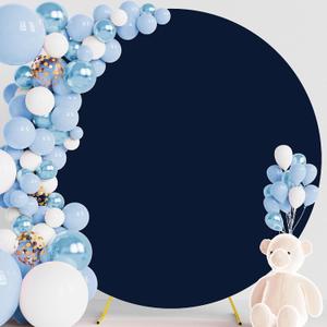 Wokceer 7.2FT Round Backdrop Cover Round Arch Covers Navy Blue Spandex Circle Balloon Arch Backdrop Cover for Wedding Birthday Party Baby Bridal Shower Decor