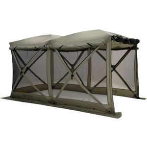 Gazelle Tents Tandem Gazebo, Easy Pop-Up Hub Screen Tent, Durable, TriTech Mesh, Waterproof, UV Resistant, 10-Person, Agave Green, 89" x 86" x 156", GG800AG