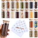 Spice Jars with Label, 20pcs 4 oz Glass Jars with Bamboo Airtight Lids, 200 Printed Spice Labels Waterproof Stickers for Seasoning Containers