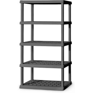 Sterilite 5 Shelf Unit, Heavy-Duty Shelving Storage Rack for Home and Garage, Gray - Multipurpose Plastic Organizer Shelves for Smart Organization