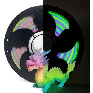 Glow Gradient in the Dark 1.75mm Rainbow Candy PLA Filament, Luminous Rainbow Vibrant Bright 3D Printer Filament, 1kg (2.2lbs) Spool 3D Printing PLA Filament Rod