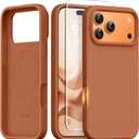 GONEZ Magnetic for iPhone 17 Pro Case, [Compatible with MagSafe] Anti-Scratch Microfiber Lining & Screen Protector, Silicone Camera Control, Shockproof Slim Phone Cover 6.3 inch, Rose Orange