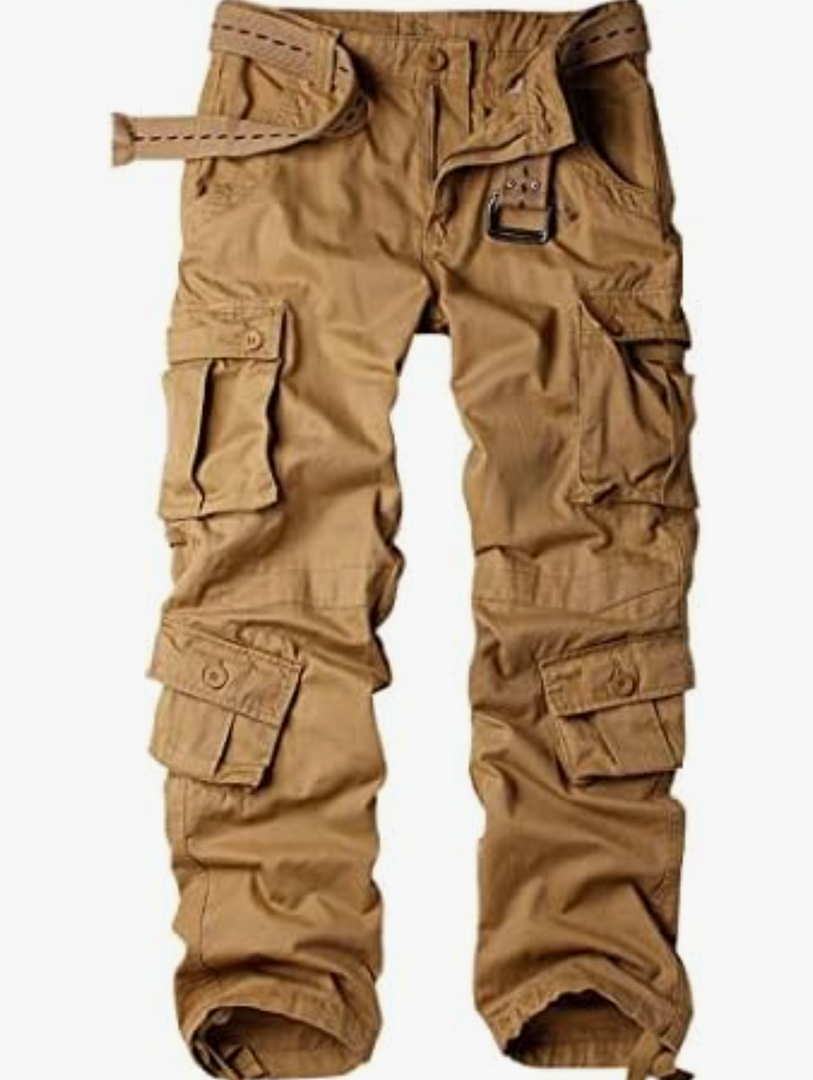 Utcoco Mens Loose Multi-Pockets Cotton Twill Cargo Military Pants Outdoor Work Trousers Size 30