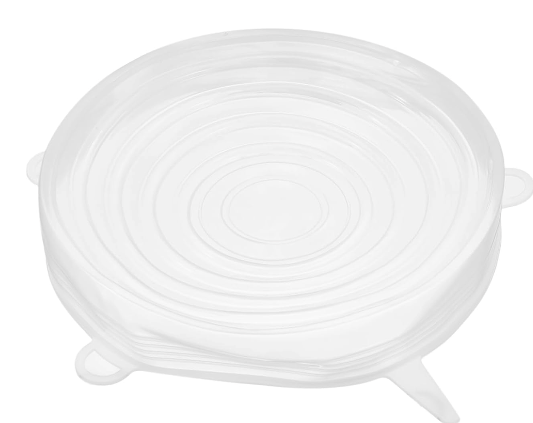 UXCELL Silicone Stretch Lids, 3 Pack - 6.5" Round Container & Bowl Covers, Reusable Silicone Lids for Cups, Bowls & Food, White