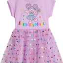 Sesame Street Birthday Mesh Dress Infant to Little Kid Sizes (12 Months - 5) (Purple)