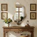 Asymmetrical Wall Mirror, Irregular Shaped Frameless Vanity Mirror, Modern Decorative Mirror for Entryway, Living Room, Bathroom