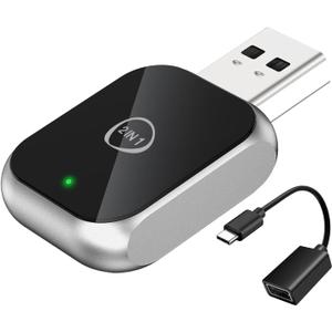 Android Auto Wireless Adapter Carplay - 2 in 1 Wireless Android Auto Car Adapter & Car Play, Stable Control No Delay [2025 Upgraded] Silver